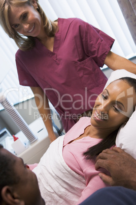 Female patient having eggs retrieved using ultrasound