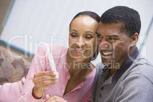 Couple with home pregnancy test