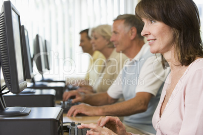 Adult students in a computer lab
