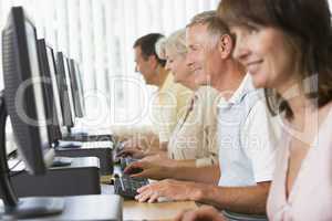 Adult students in a computer lab