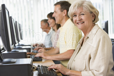 Adult students in a computer lab