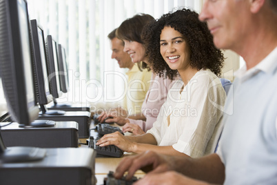 Adult students in a computer lab