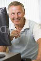 Senior man working on a computer