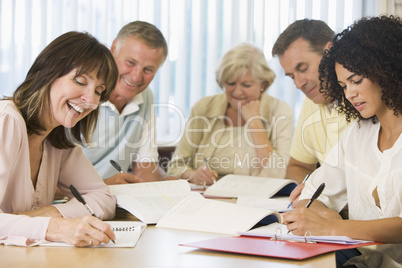 Adult students studying together