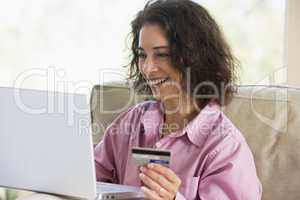 Woman shopping online at home