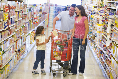 Family shopping in supermarket