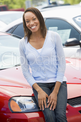 Woman choosing new car