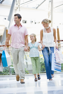 Family shopping in mall