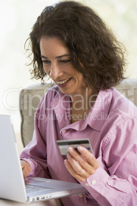 Woman making online purchase