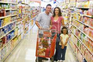 Young family grocery shopping