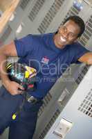 Portrait of a firefighter in the fire station locker room