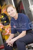 Portrait of a firefighter in the fire station locker room