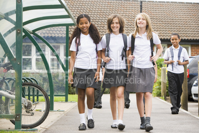 Junior school children leaving school