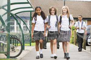 Junior school children leaving school