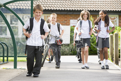 Junior school children leaving school