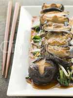 Fried Shitake Mushrooms with Shoyu Pac Choi and Bean sprouts