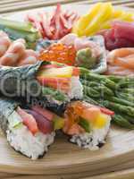 Seafood and Vegetable Hand Rolled Sushi