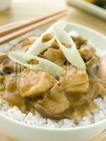 Chicken and Mushroom Curry With Koshihikari Rice