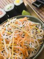 Daikon and Carrot Salad with Sesame Sushi and Wasabi