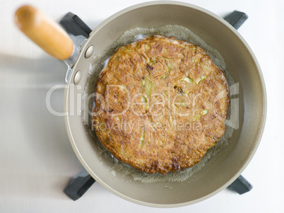 Savoury Pancake Cooking in a Japanese Frying Pan