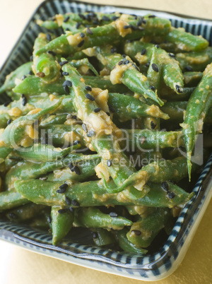 Miso Green Beans with Peanut Sauce