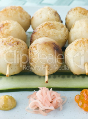 Fish Ball Skewers With Cucumber Salad