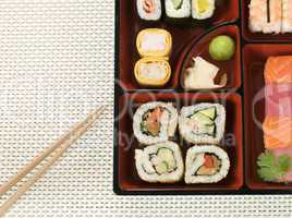 Selection of Sushi In a Bento Box