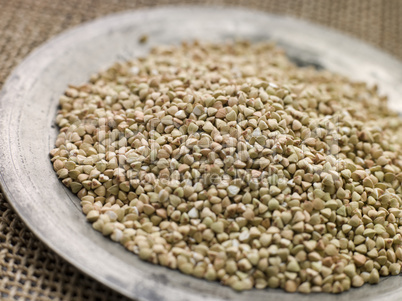 Grains of Quinoa on a Pewter Plate