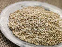 Grains of Quinoa on a Pewter Plate