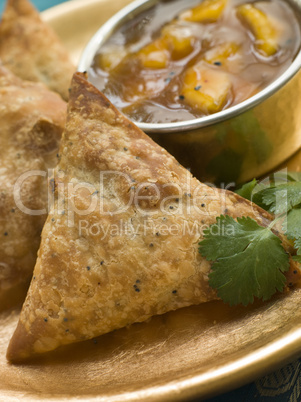 Vegetable Samosa with Mango Chutney