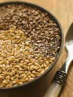 Dish of Golden and Brown Linseed