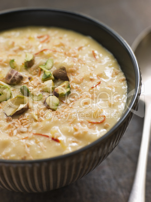 Saffron Pistachio and Coconut Rice Pudding