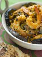 Dish of Prawn Dhansak with Naan Bread