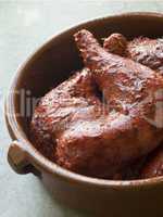 Chicken Legs Marinating in Tandoori Paste