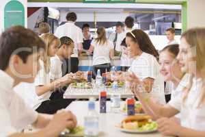 High school students eating in the school cafeteria
