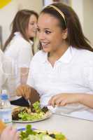 High school students eating in the school cafeteria