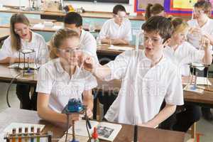 Schoolchildren in a science class
