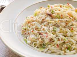 Bowl of Crab Linguini with Chilli and Coriander