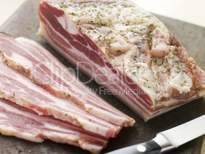 Piece of Pancetta and Slices