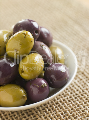 Dish of marinated Olives