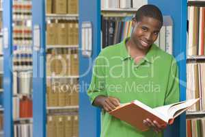 University student working in library