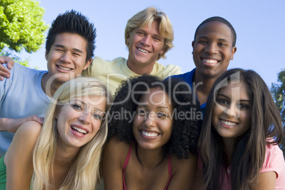 Group of young friends having fun