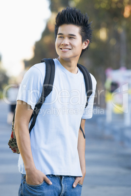 University student wearing rucksack