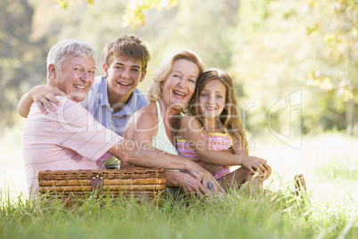 Grandparents having a picnic with grandchildren