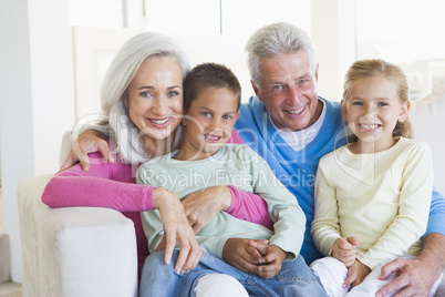 Grandparents posing with grandchildren