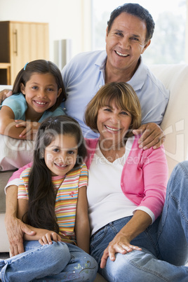 Grandparents posing with grandchildren