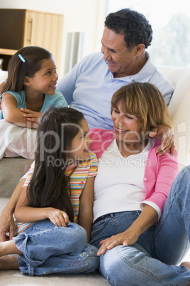 Grandparents talking with grandchildren