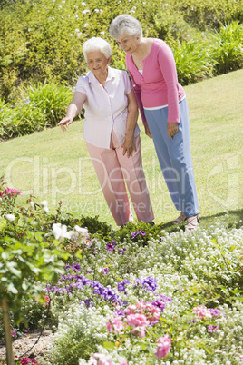 Senior women in garden