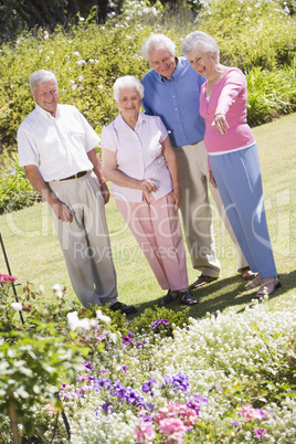 Group of senior friends in garden