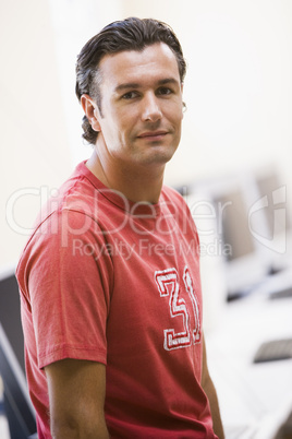 Man standing in computer room